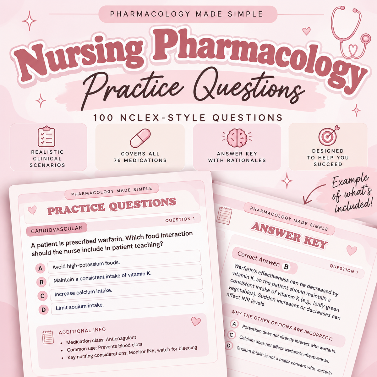 100 Pharmacology Practice Questions + Answer Key